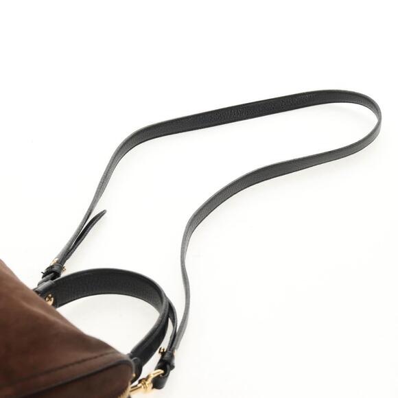 Salvatore Ferragamo Hand Bag Suede Leather 2way Brown Gold Auth gh1486 - Picture 15 of 16